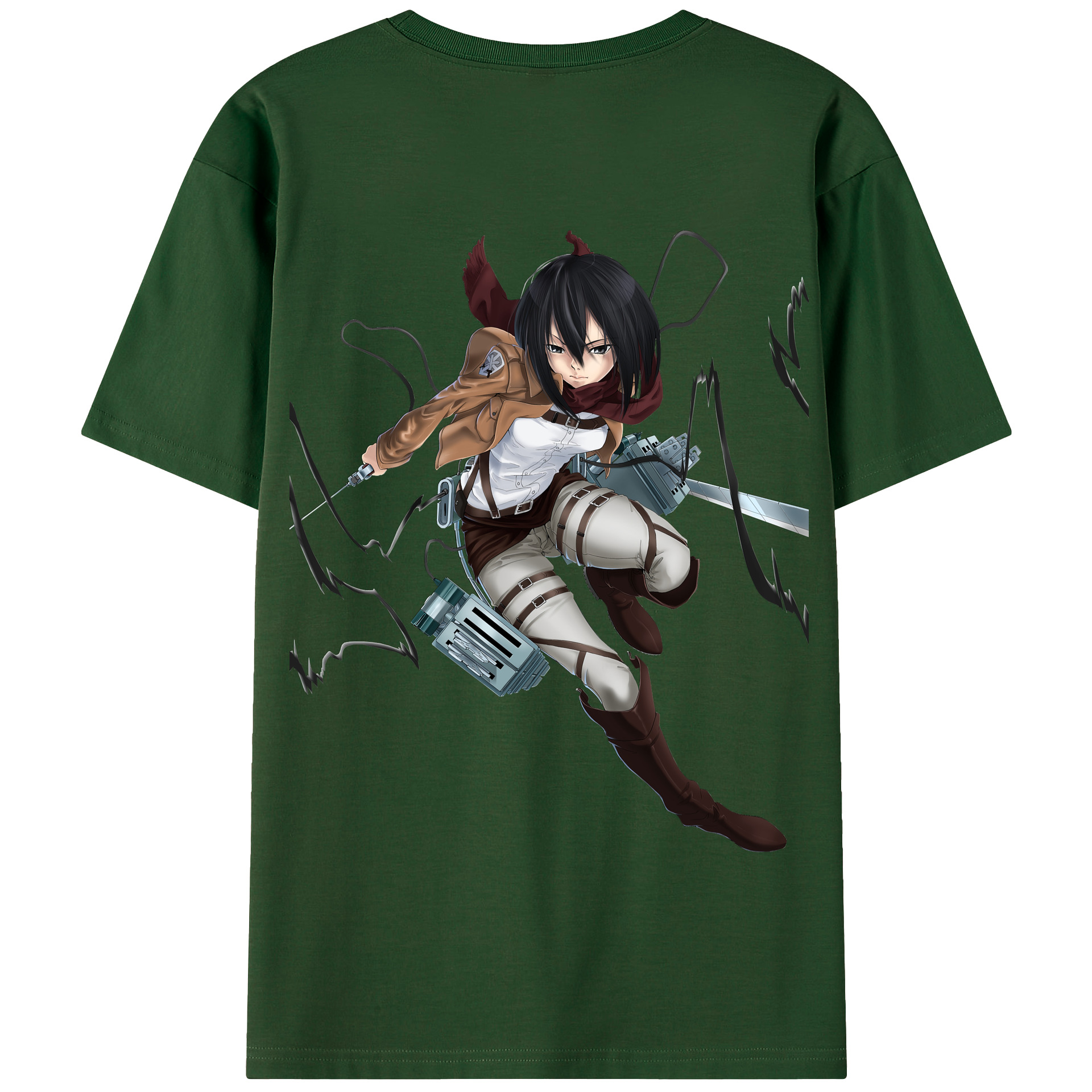 （画像用） 進撃の巨人 ミカサ·アッカーマン Attack on Titan Mikasa Ackerman 綿100％半袖Tシャツ（背面プリント）